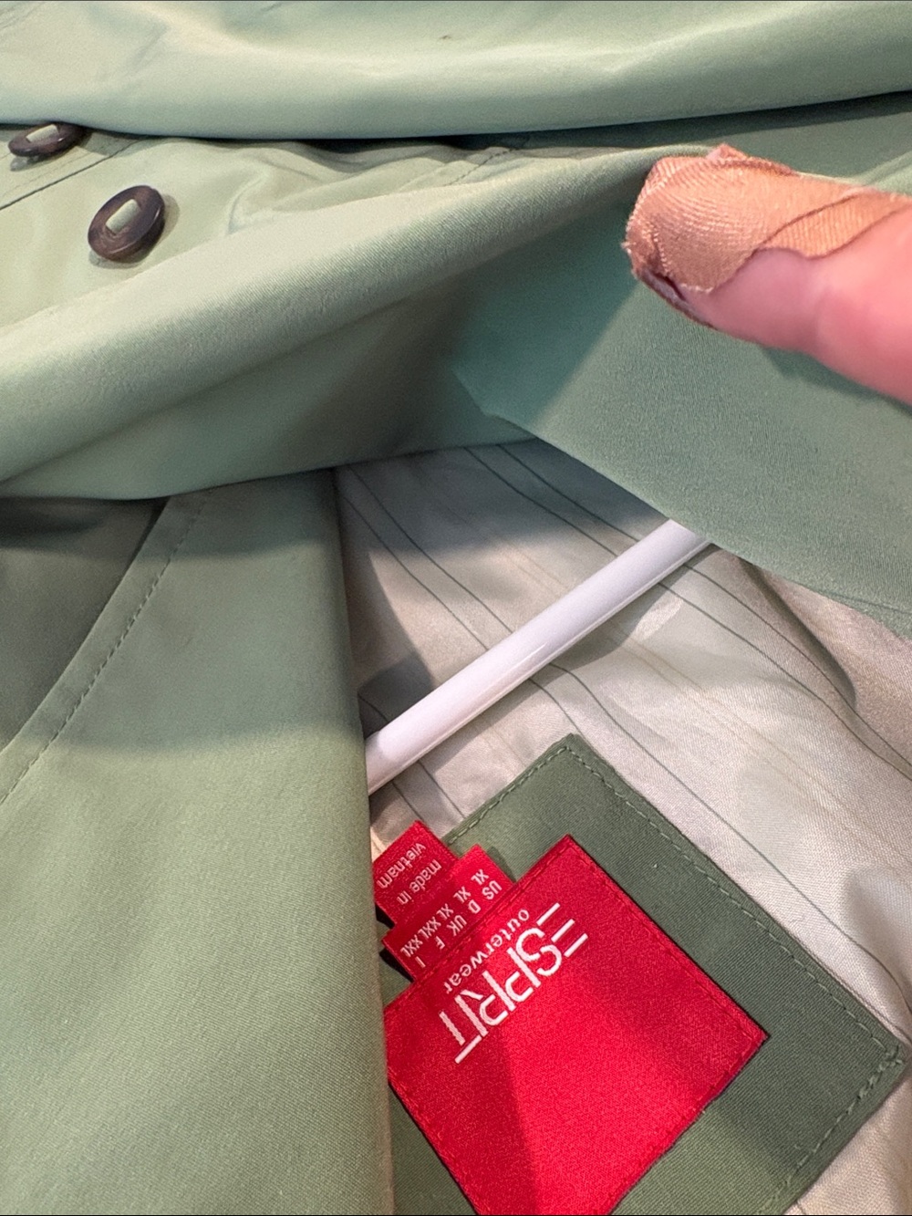 Esprit ~ Olive Green Breasted Jacket Lined Brown Buttons - Picture 3 of 5